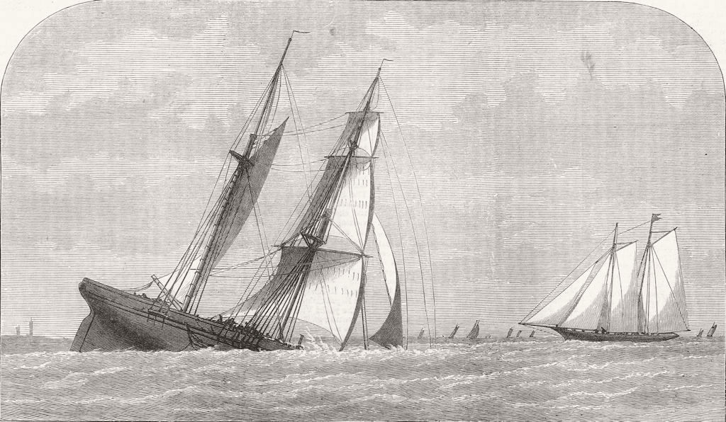 SUFFOLK. Sinking of a Collier off Lowestoft-the yacht violet at hand 1873