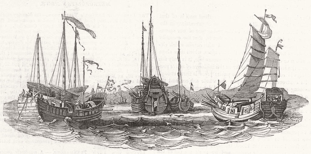 SHIPS. Chinese Merchantmen 1842 old antique vintage print picture