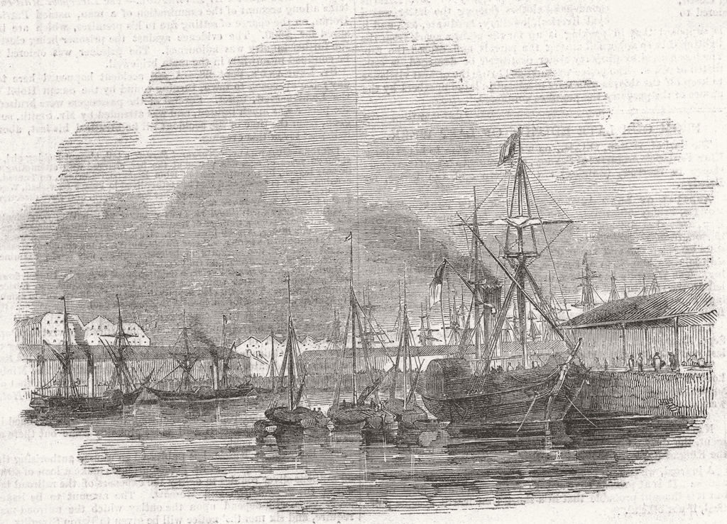 LIVERPOOL. Clarence Dock, Liverpool 1842 old antique vintage print picture