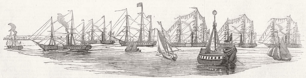 ESSEX. Passing The Nore light; Ships Monkey; Black Eagle; Shearwater, 1842
