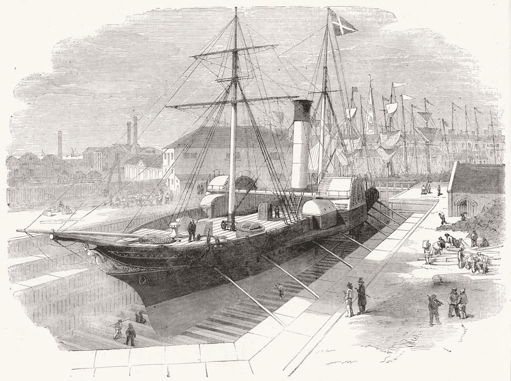Associate Product SUFFOLK. New graving dock, at Lowestoft, antique print, 1856