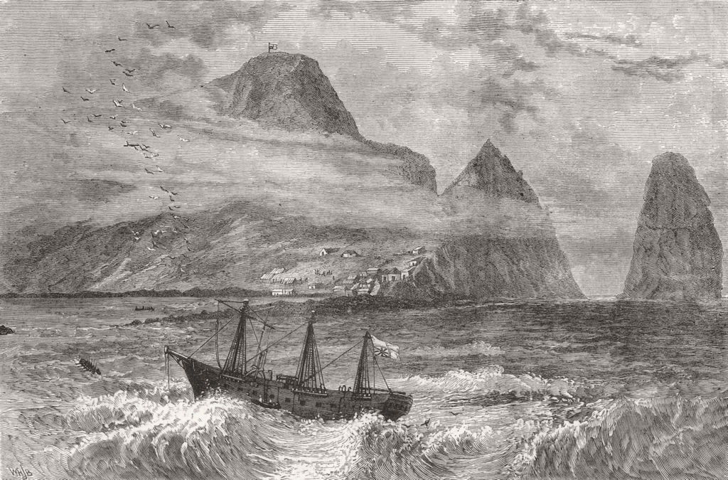 ANTARCTICA. The Wreck of the Megaera. The Wreck and Encampment on Shore, 1871