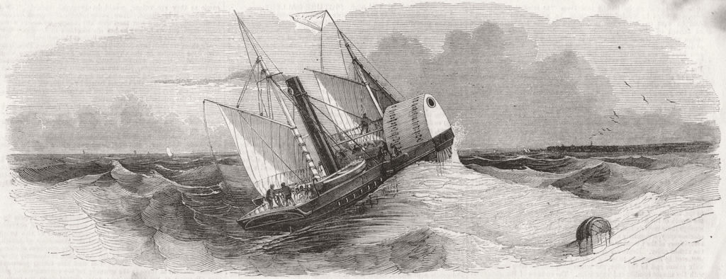 KENT. The Folkestone Boat, antique print, 1858