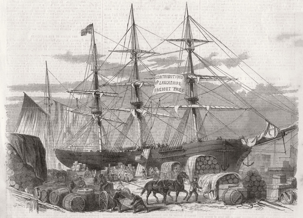 NEW YORK.Ship George Griswold loading Breadstuffs Distressed Lancs workers, 1863