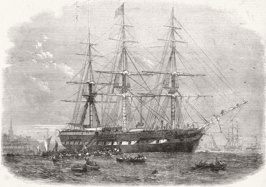 SOCIETY. The Gertrude Emigrant-ship, antique print, 1862