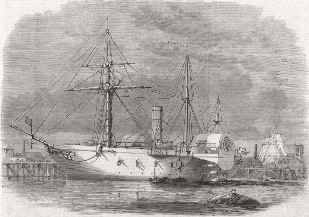 Associate Product EGYPT. The Pacha of Egypt's Yacht at her Moorings off Woolwich, old print, 1862