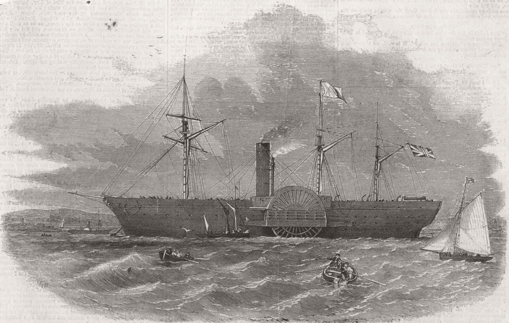 Associate Product INDIA. The Indian Empire, Mail steamer on the new Atlantic route, print, 1858