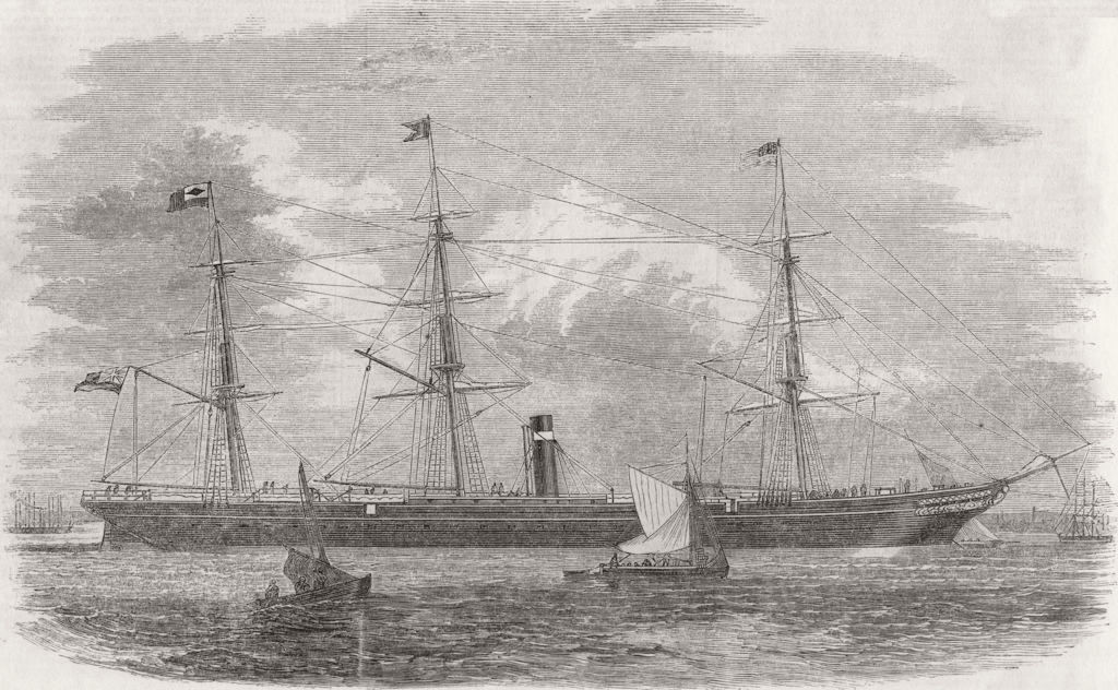 MARYLAND. City of Baltimore, screw steamer, antique print, 1858