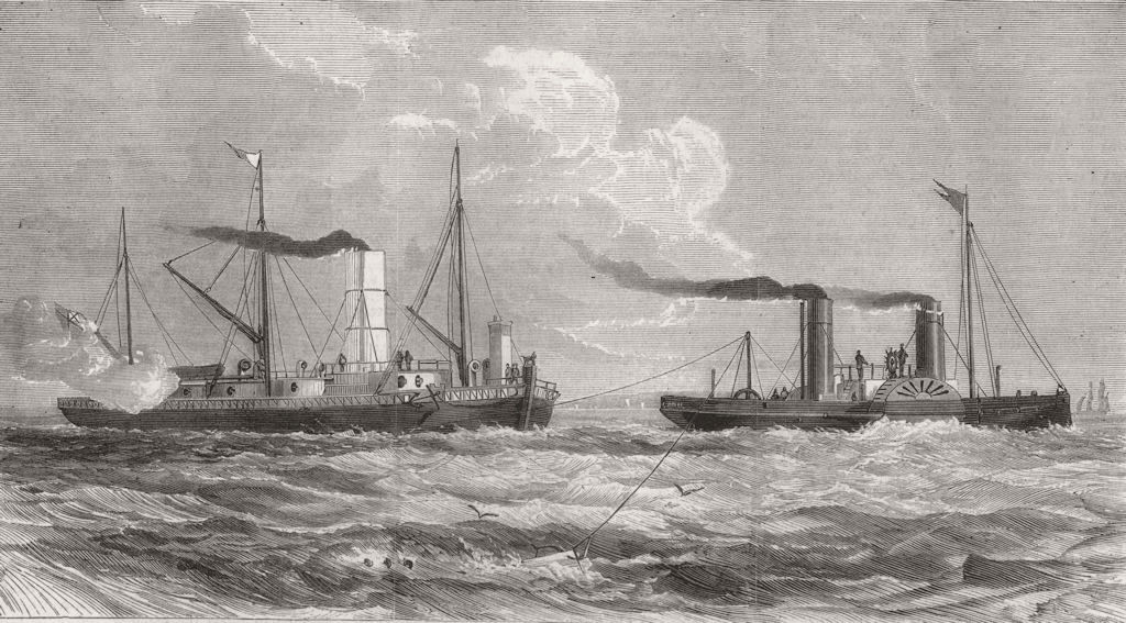 Associate Product SHIPS. The Harvey Torpedo trial, antique print, 1870