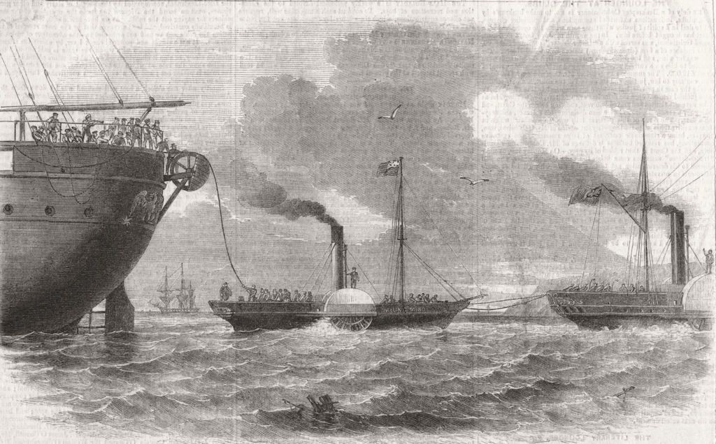 IRELAND. HM ship Advice tug Atlantic Telegraph Cable Niagara Valentia Isle, 1857