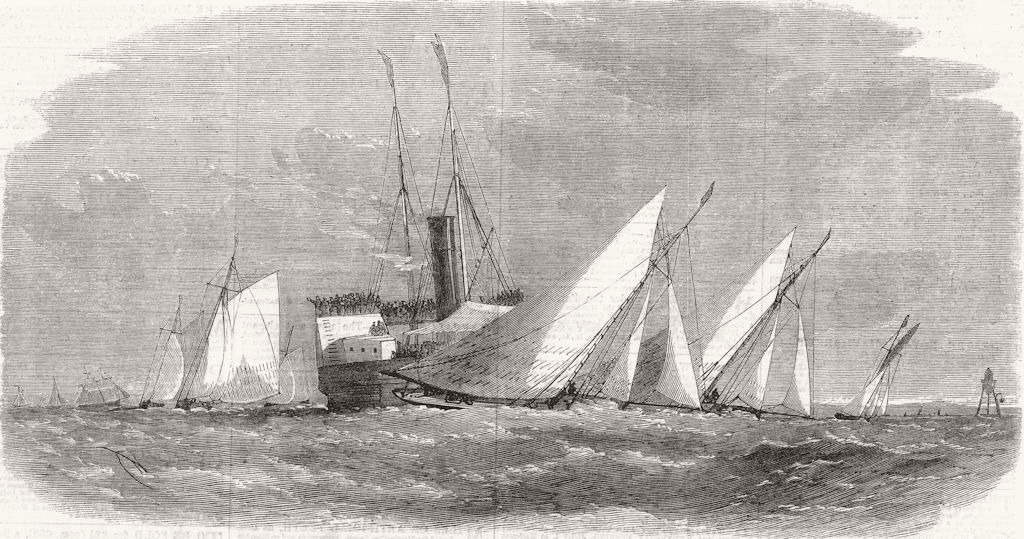 Associate Product YACHTING.Rounding Chapman head;Folly;Wasp;Bessie;Quiver;Octoroon;Alexandra, 1863