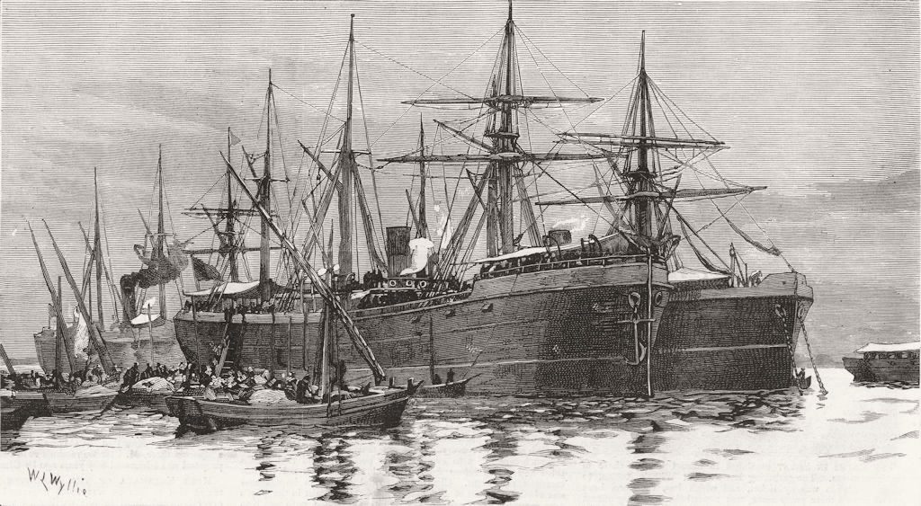 SHIPS. Vessels of Refuge in Harbour, chartered by the British Government 1882