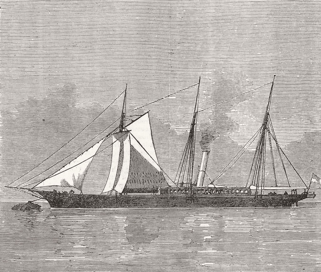 SPAIN. The Yacht Deerhound, lately captured off the coast of Spain 1873 print