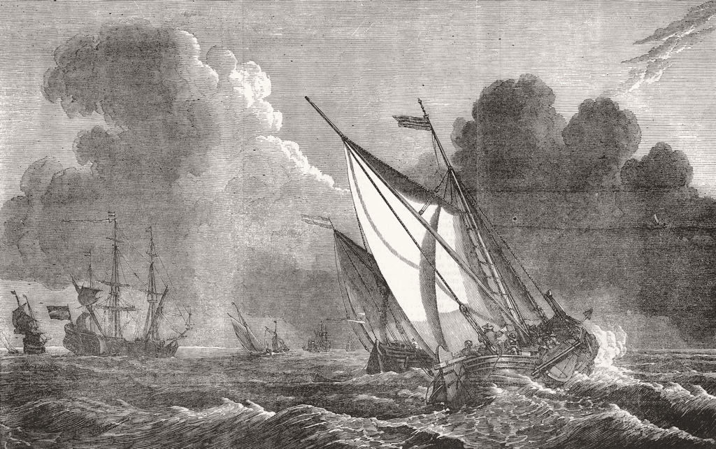 SEASCAPES. Sea Piece, antique print, 1857