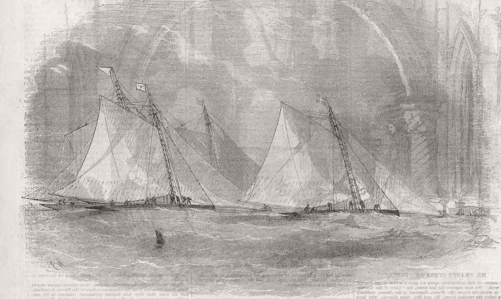 Associate Product LONDON.Royal Yacht club match-start from Erith;Phantom;Vampire;Lily;Kitten 1855