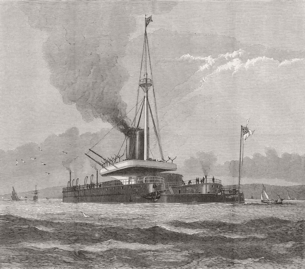Associate Product SHIPS. HMS Devastation-Stern view, Cul-de-Sac formed her Upper Deck, print, 1872