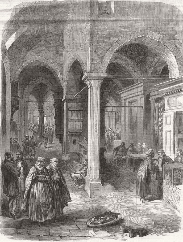 Associate Product TURKEY. The Bazaar at Istanbul, antique print, 1869