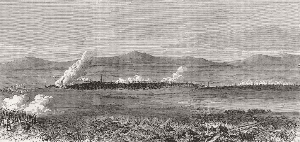 ZADAR. War. Passage Balkans. Burning Yeni Sagra Russians, July 29 1877 print