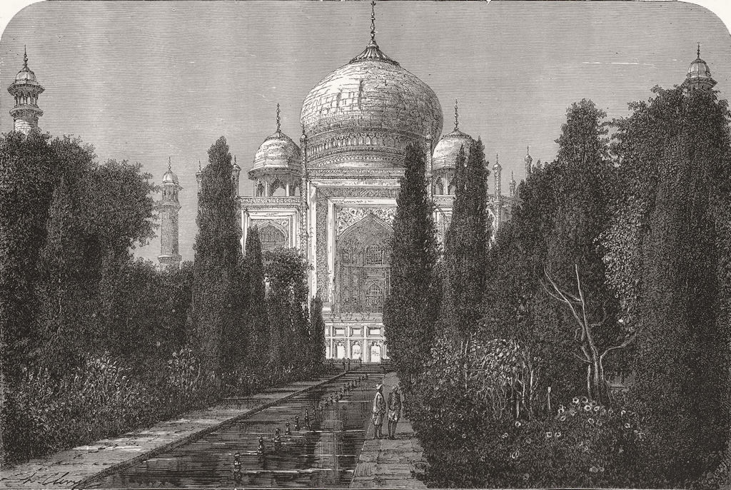 INDIA. The Taj Mahal, at Agra, antique print, 1878