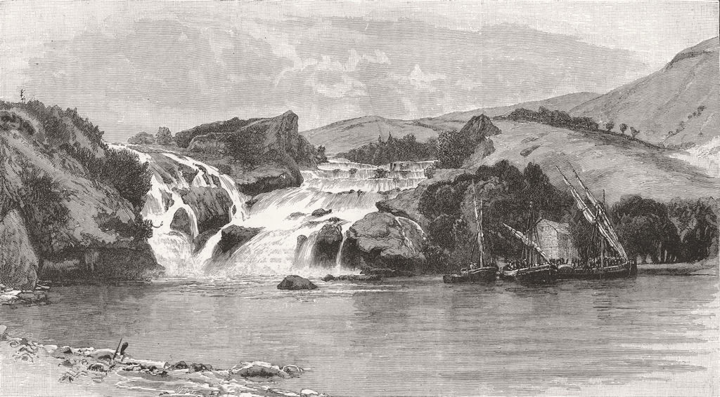 CROATIA. The Falls of Krka, antique print, 1887