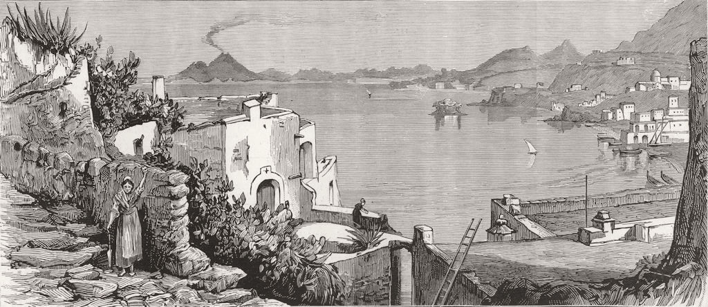 Associate Product ITALY. Disastrous Earthquake at Ischia-Beach & Casamicciola Lacco, print, 1883