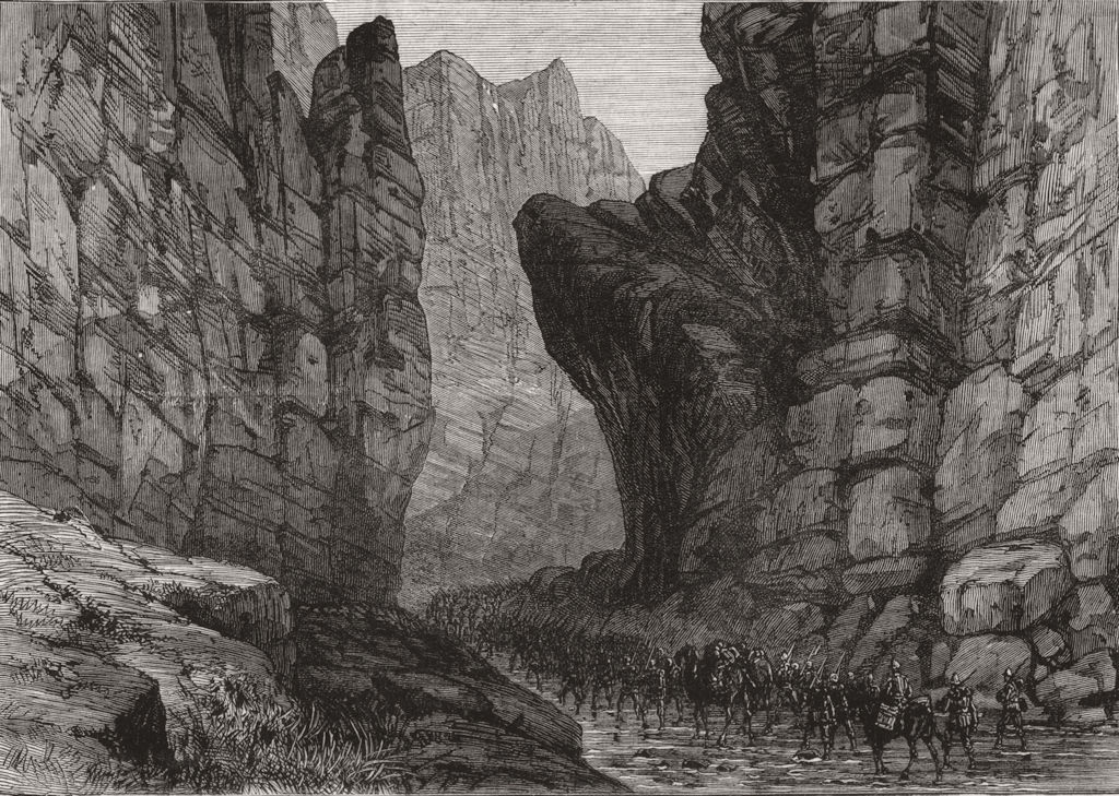 AFGHANISTAN. Entrance to the Jagdalak pass, antique print, 1880