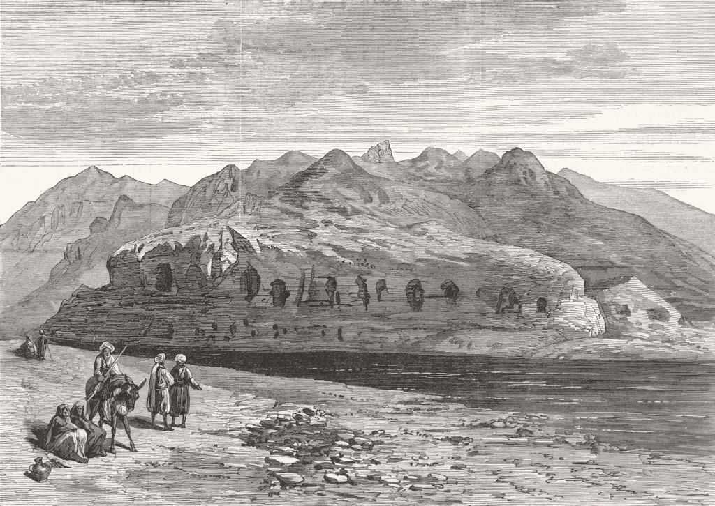 Associate Product AFGHANISTAN. Caves under the Pheel Khana Tope, Valley of Jalalabad, print, 1885