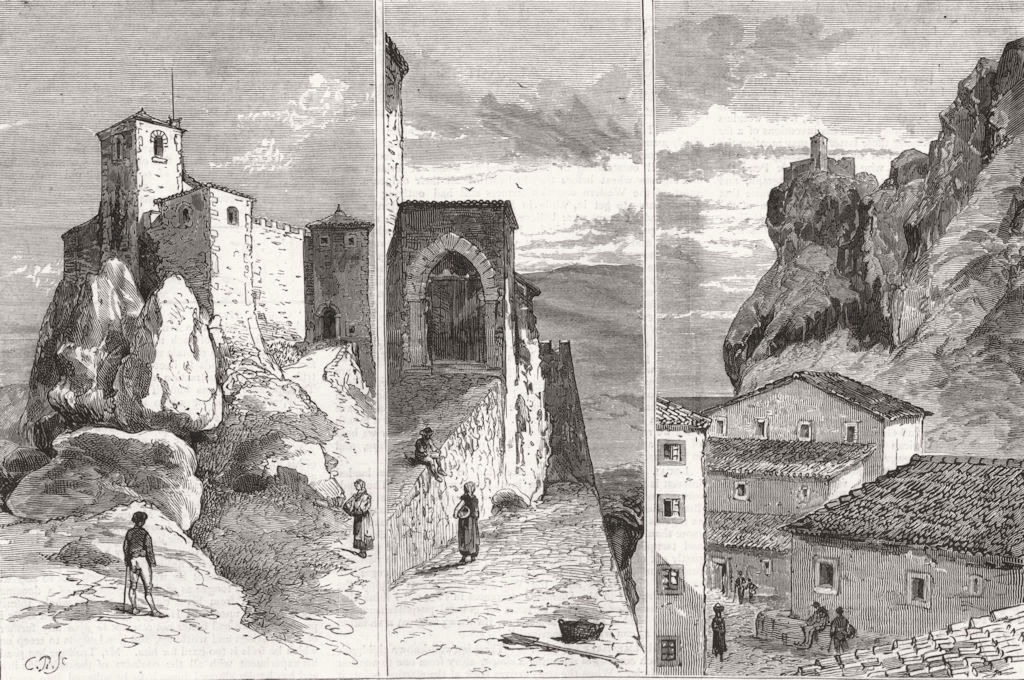 Associate Product ITALY. San Marino, Central; Castle of; Gate; Borgo at, antique print, 1879