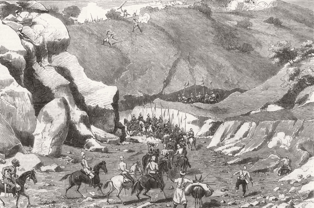 KABUL. March-Gen Roberts party attacked Ghilzais Ali-Kheyl Kushi, print, 1879