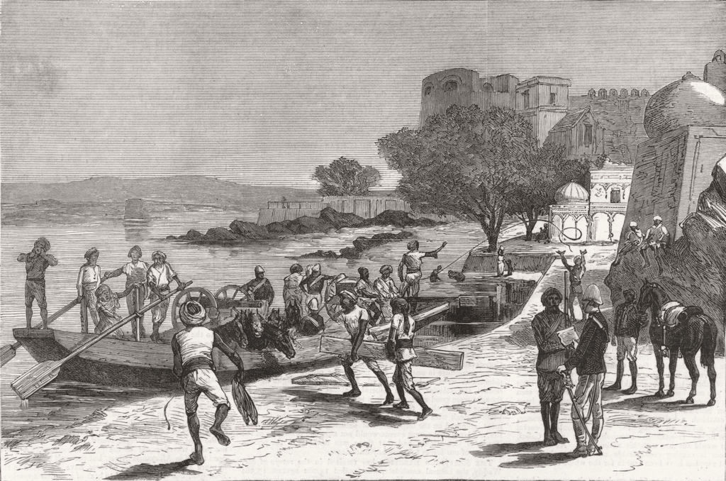 Associate Product AFGHANISTAN. Afghan Campaign-Reinforcements for Kabul. Crossing Indus, 1879