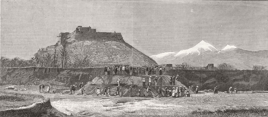Associate Product INDIA.Frontier defences-Kalat,Baluchistan.Pioneers 32nd Rgt digging Trench, 1878