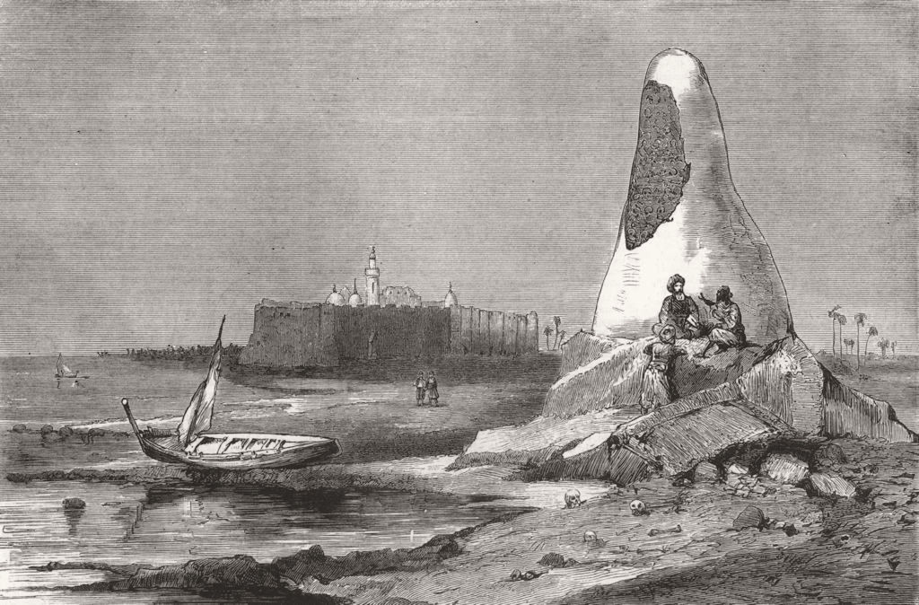 TUNISIA. Pyramid of Skulls at Djerba 1880 old antique vintage print picture