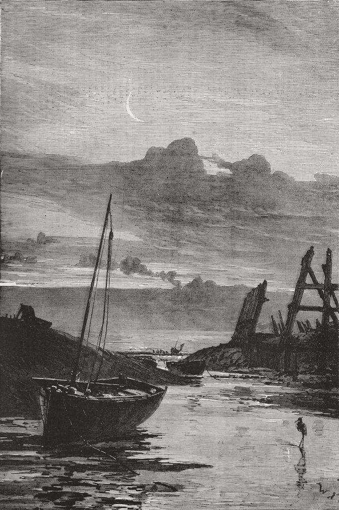 Associate Product PAS-DE-CALAIS. The Harbour of Ambleteuse, Pas-de-Calais, antique print, 1871
