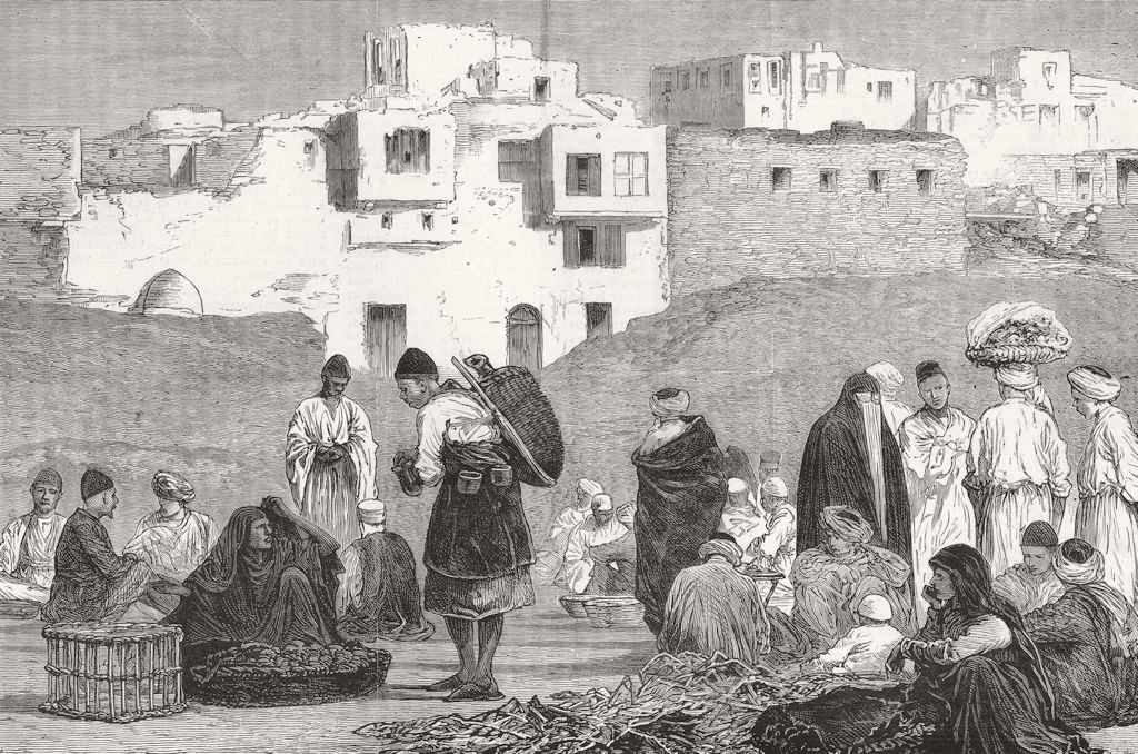 EGYPT. Life in Egypt; The Market place, Cairo 1882 old antique print picture