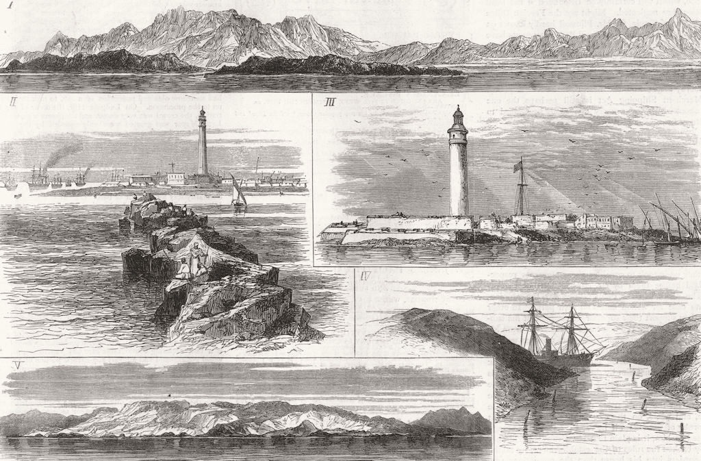 Associate Product EGYPT. Red Sea;Port Said;Lighthouse Alexandria;Suez Canal;Shadwan-Carnatic, 1875