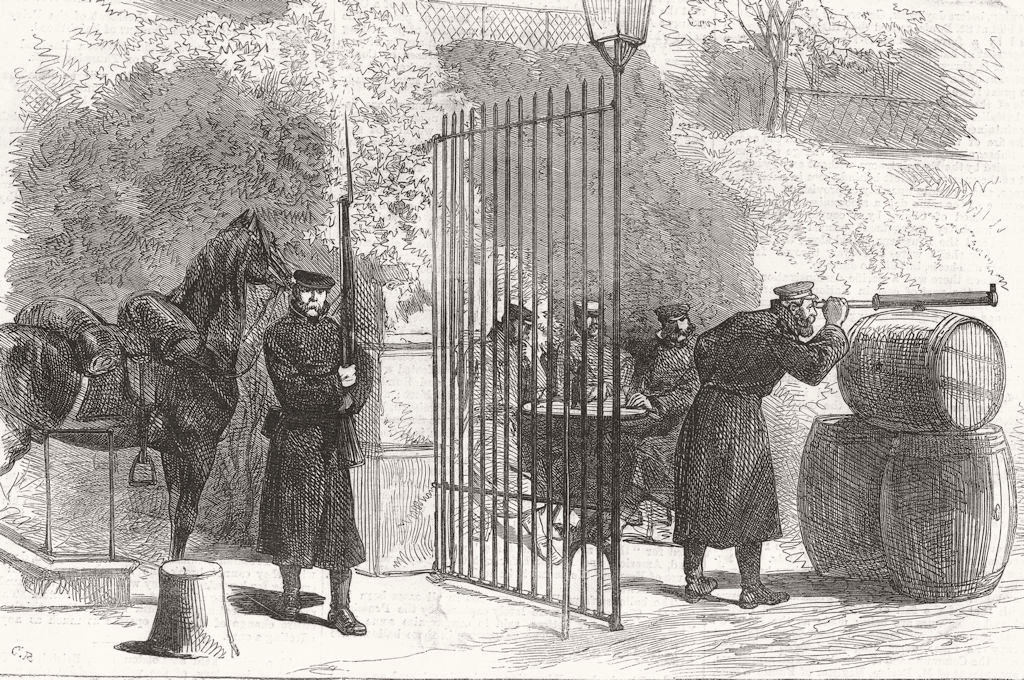 Associate Product PARIS. Siege of Paris. A Prussian look-out post, St Cloud 1870 old print