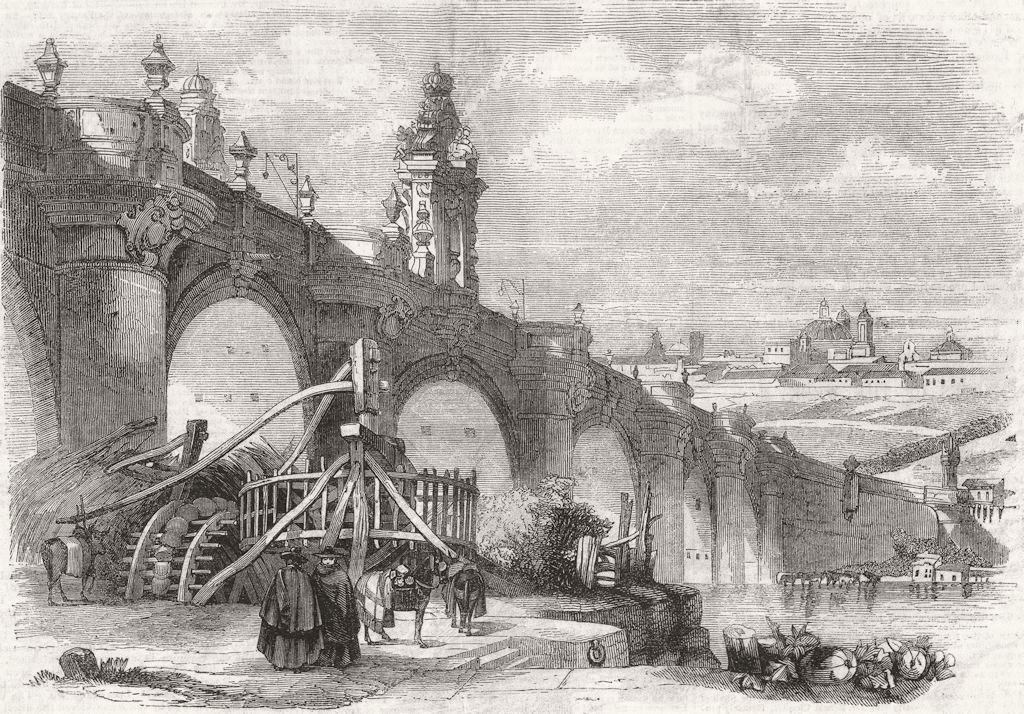 Associate Product SPAIN. Bridge of Toledo, antique print, 1846