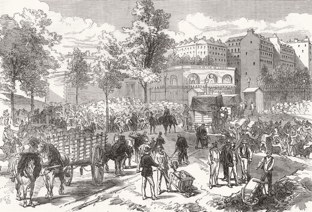 Associate Product PARIS. The war. Fortifications of Paris at the Porte de Neuilly, old print, 1870