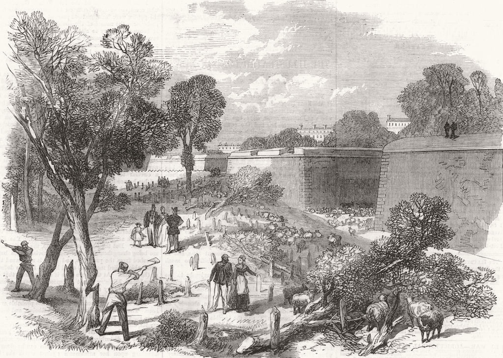 Associate Product PARIS. The defence of Paris. Cutting down trees in the Bois de Boulogne, 1870