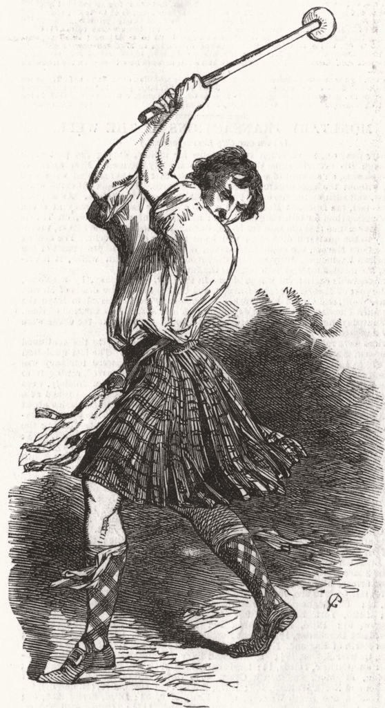 Associate Product SCOTLAND. Throwing the Hammer, antique print, 1847
