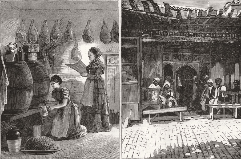 Associate Product IRELAND. Land League Larder; French occupation of Tunis-An Arab café, 1881
