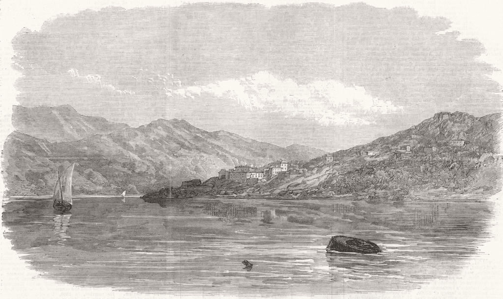 MONTENEGRO. Castel Nuovo, Kotor, antique print, 1869