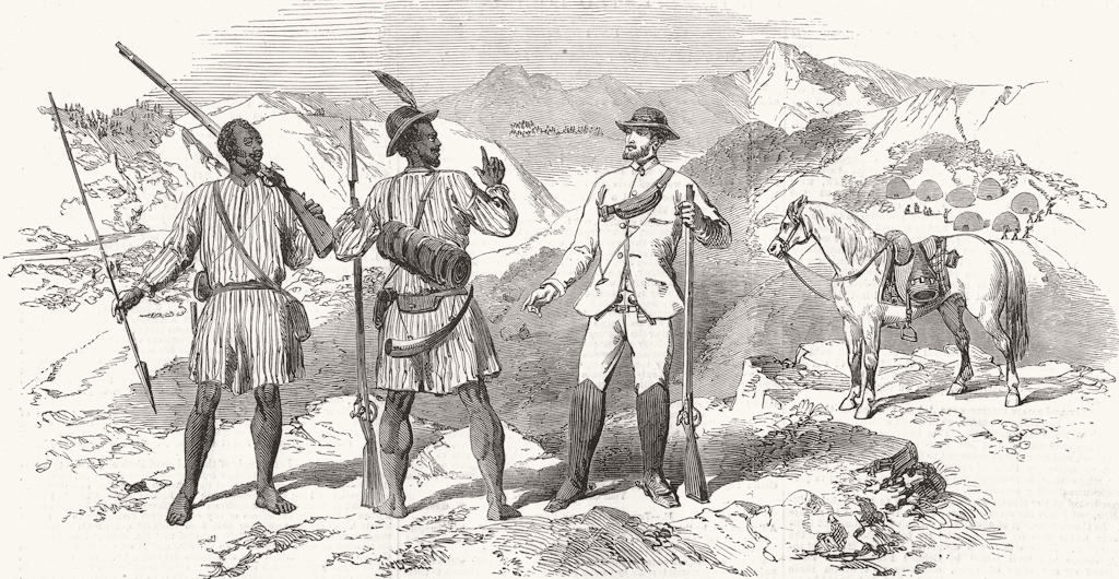 Associate Product SOUTH AFRICA. Burgher fingoes on the frontier of Cape Colony, old print, 1852
