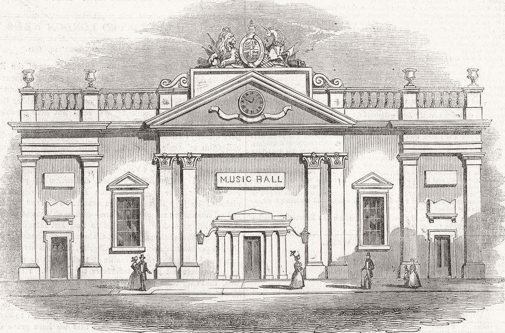 Associate Product IRELAND. The music hall, Dublin 1844 old antique vintage print picture