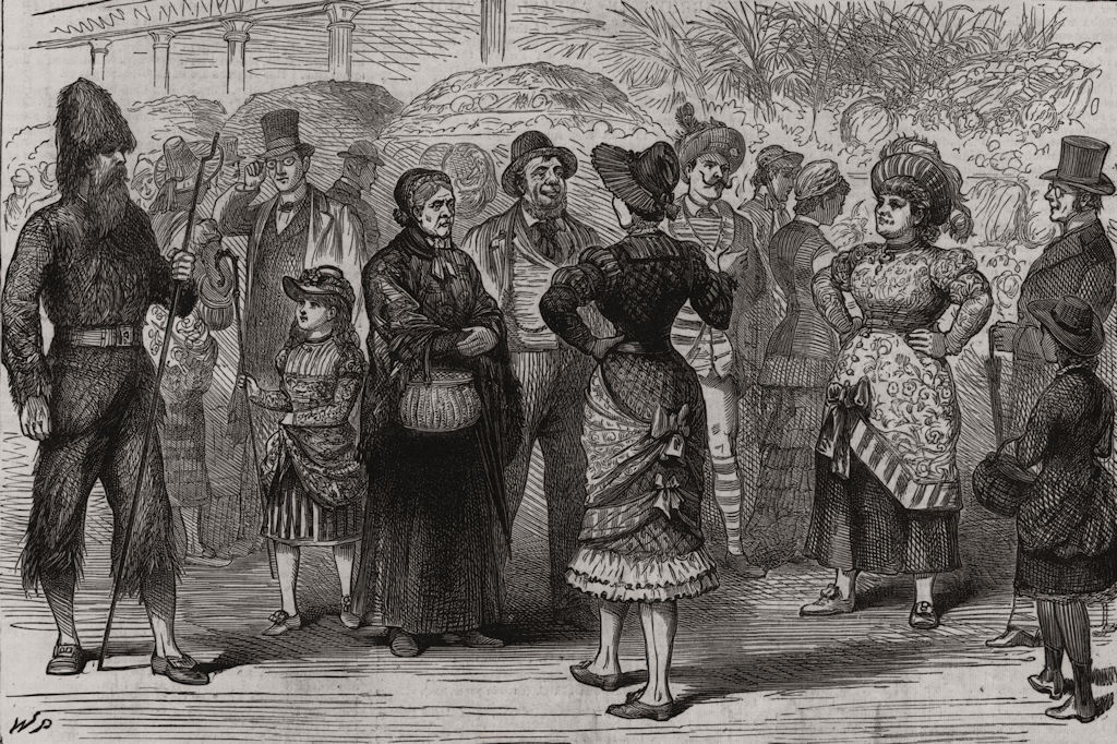 Masquerading market folk. Opening of the Southport Market Hall, Lancs 1881
