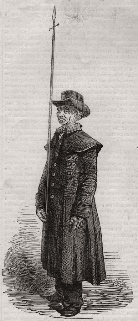 Cheshire javelin man, sketched from the Sheriff's procession 1855 old print