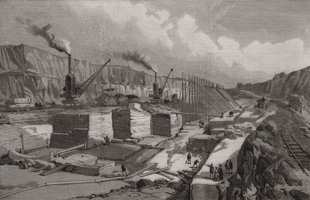 Associate Product The works at Eastham, on the Mersey estuary. Cheshire, antique print, 1889