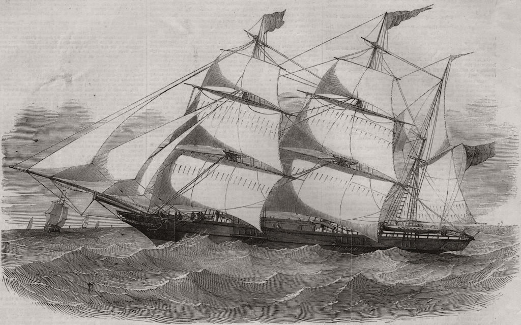 Associate Product The Aberdeen clipper built barque "Phoenician". Scotland 1852 old print
