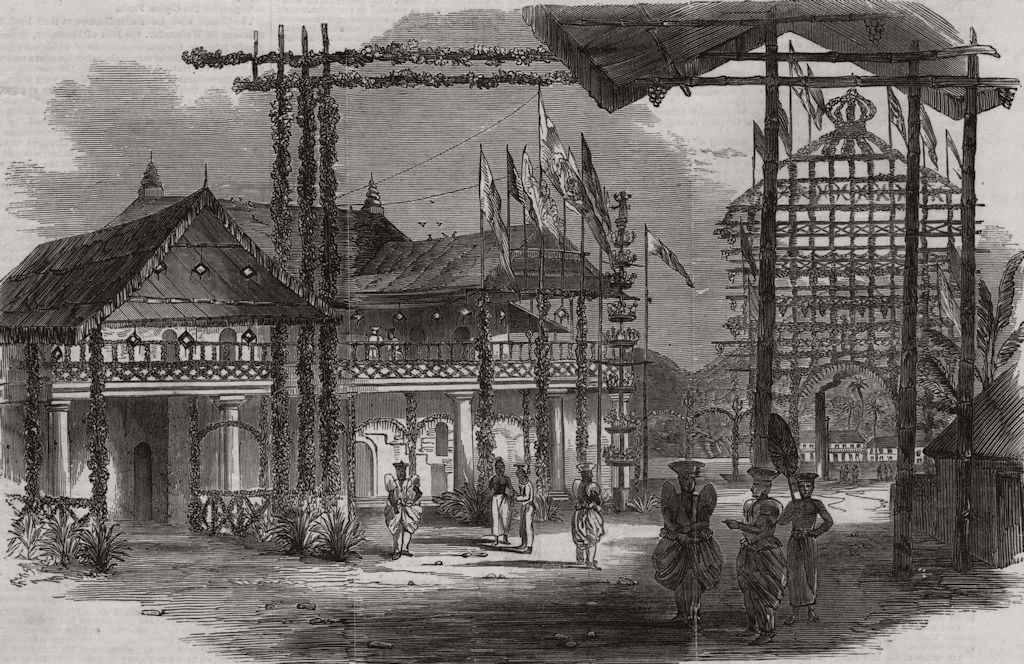 Associate Product Grand ball at Kandy to the Governor of Ceylon. Library. Sri Lanka, print, 1852