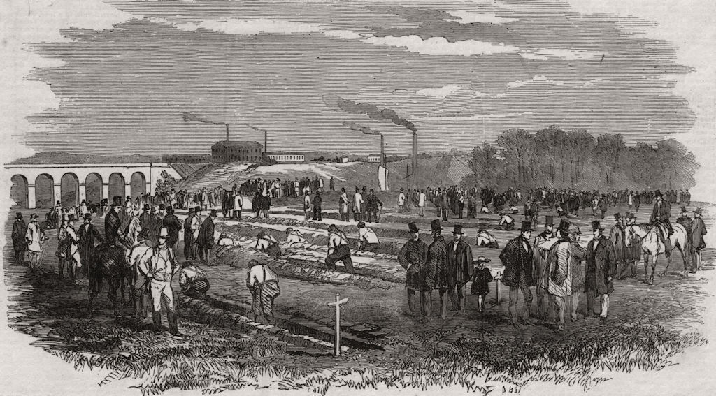 Great draining match, on the Burtonwood Estate, near Warrington. Cheshire 1853